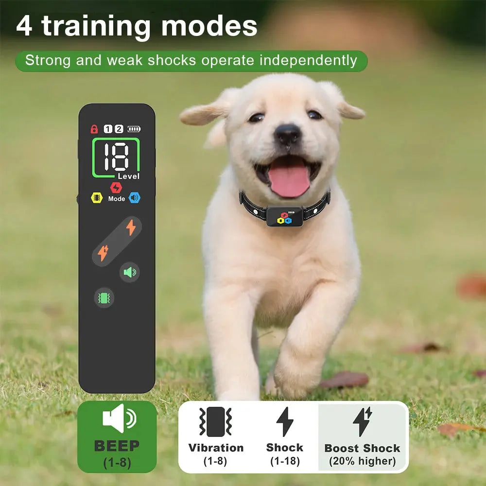 New D25T Dog Training Collar Color Screen Remote Control Dog Trainer Shock Vibration Stop Barking Collar for All Size Dogs WLP Company