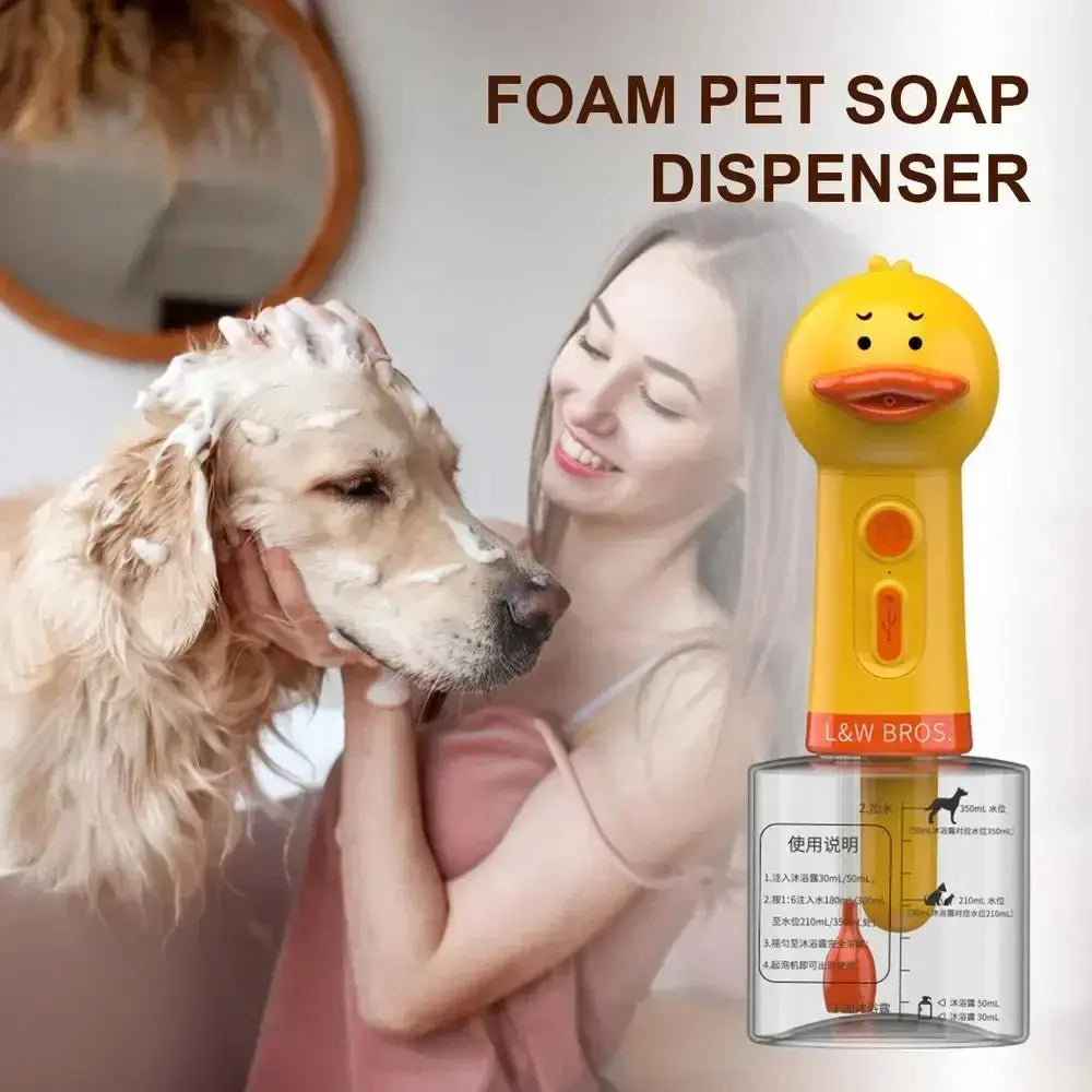Electric Shampoo Foamer Pet Foaming Soap Dispenser Pets Bathing Bubbler Dog Shampoo Dispenser Shampoo Sprayer Little Yellow Duck WLP Company