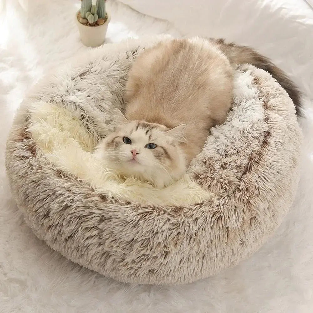 cats bed Round Plush Bed - Soft Warm Enclosed Sleep Bag & Cave Basket WLP Company
