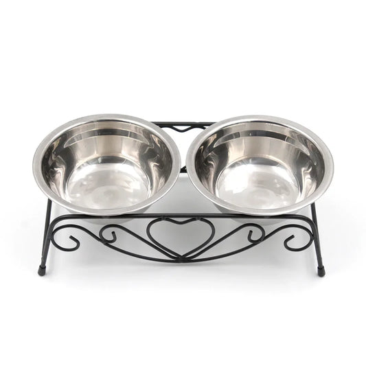 Exclusive Pet Stainless Steel Double Bowl Cat Dog Puppy  Feeder