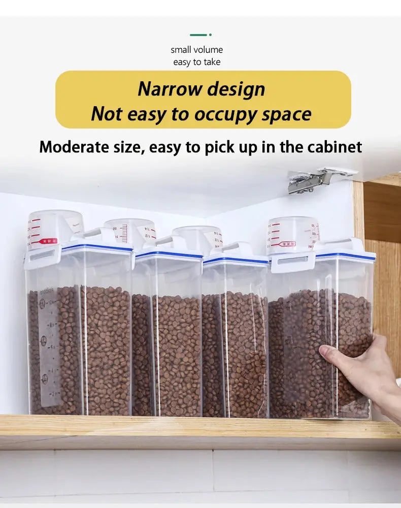 dog food storage Pail Plastic Storage Tank with Measuring Cup Container Moisture-proof Sealed Jar Pet Supplies Accessories WLP Company