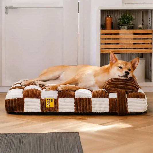 handmade dog beds Handmade Plush Square Orthopedic Support with Pillow Large and Small Dog Beds Warm and Soft Dog Comfort Pads Pet Mattresses WLP Company
