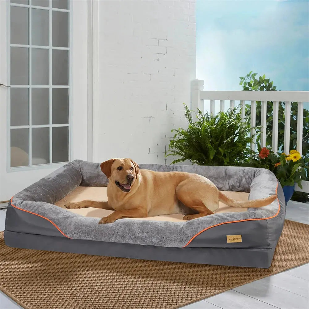 Jumbo Large Orthopedic Dog Bed Memory Foam Pet Sofa Couch Waterproof Elevated Cushion Warm Puppy Bolster Couch Removable Cover WLP Company