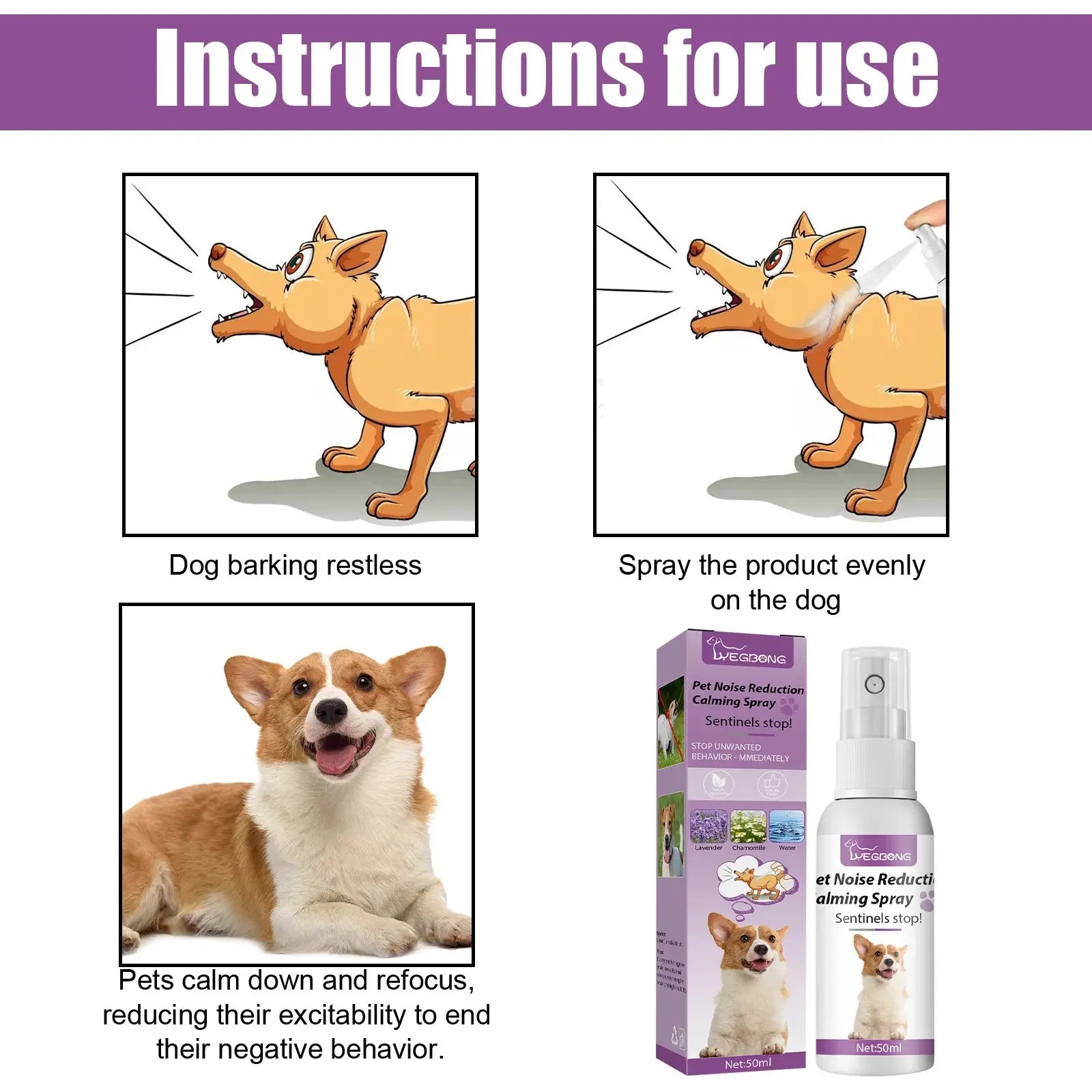 Pets Calming Spray Prevent Howling Relieve Stress Spray Manage Emotions Scratching Fighting Prevention Cat Anti-anxiety Liquid WLP Company