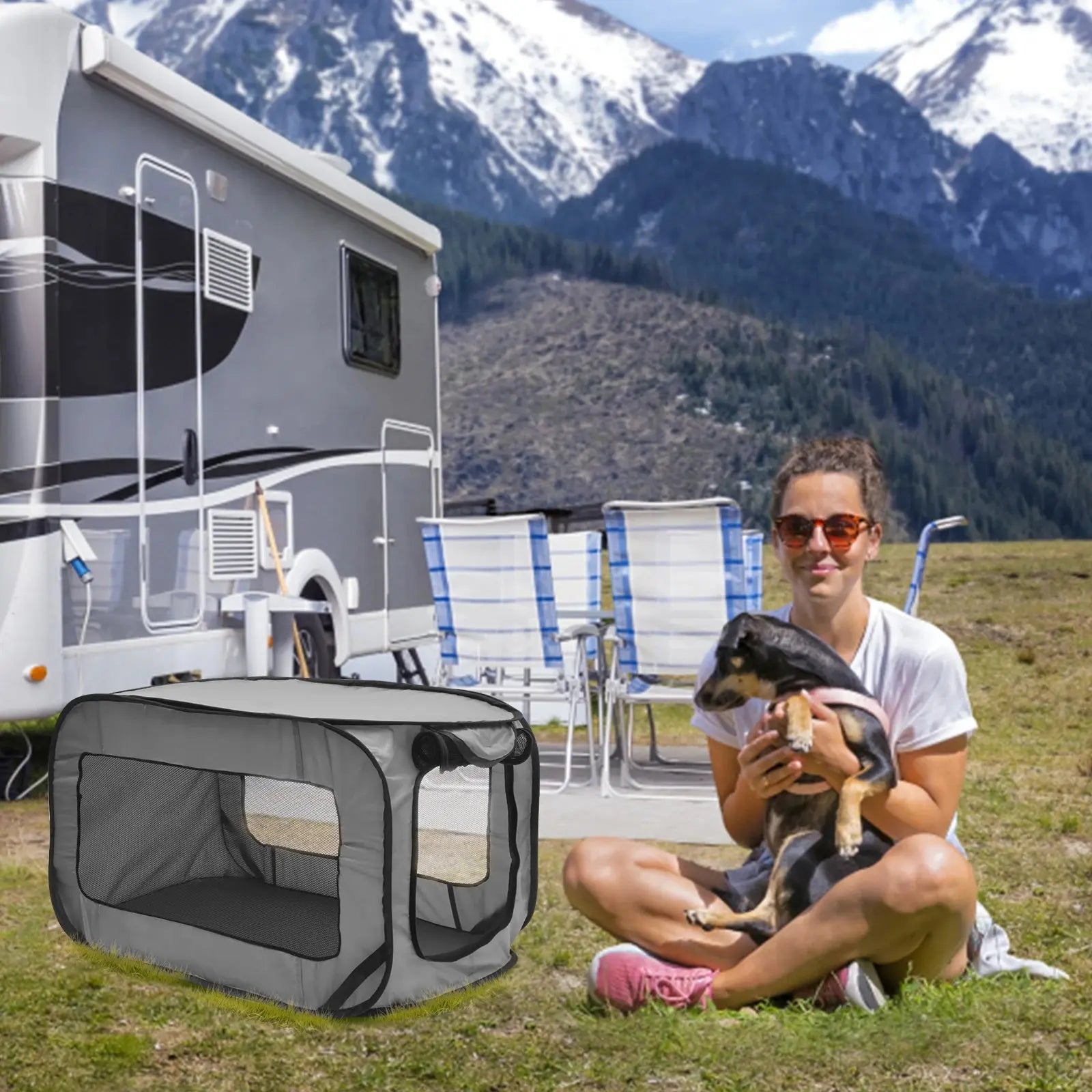 Dog Travel Crate Portable Pop Up Dog Crate with Zipper Mesh Door Foldable Small Dog Seat Kennel for Indoor Outdoor Puppy Cat WLP Company