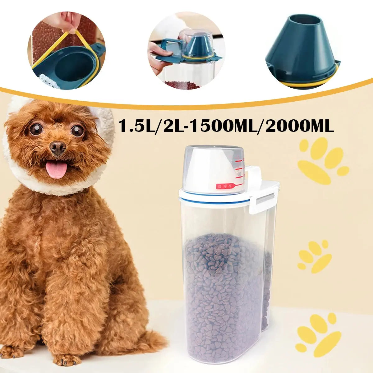 dog food storage Pail Plastic Storage Tank with Measuring Cup Container Moisture-proof Sealed Jar Pet Supplies Accessories WLP Company