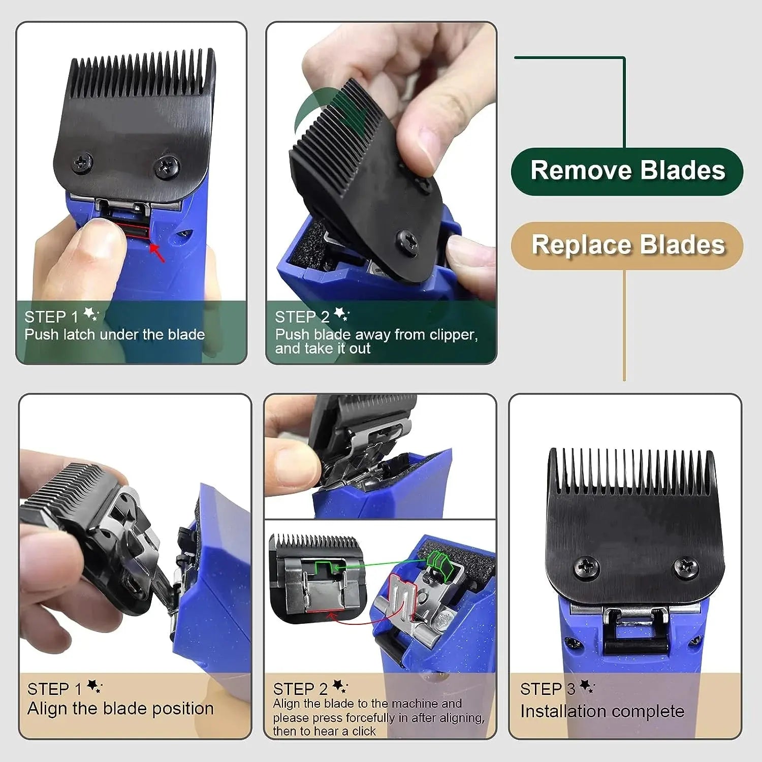 Black Stainless Steel Blades Set, Detachable Pet Dog Grooming Clipper WLP Company
