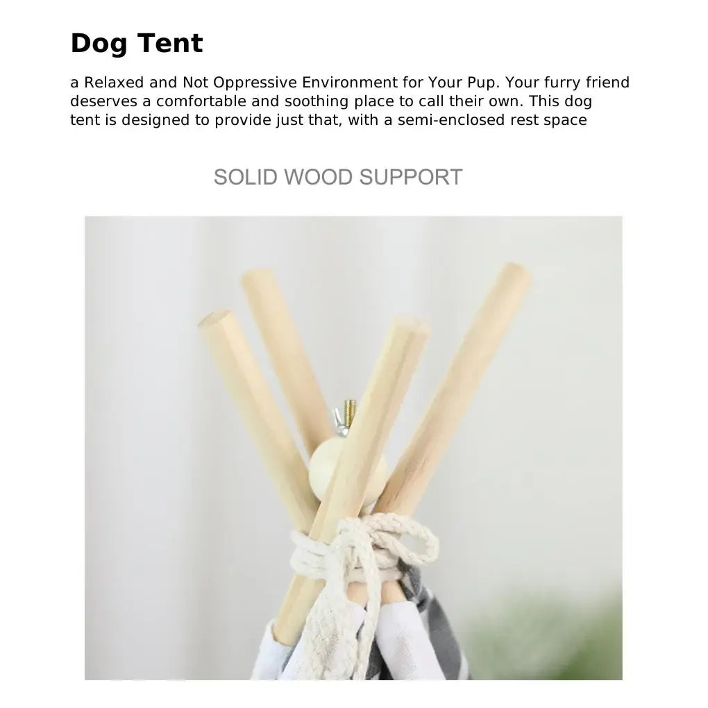 Extra Large Dog Tent - Perfect for Unrestricted Rolling - Linen & Wood Teepee