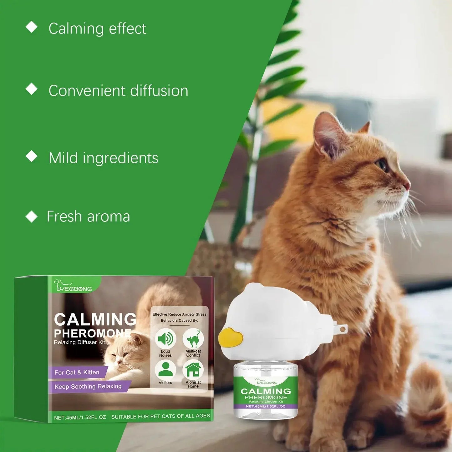 Cat Calming Diffuser Kit Refill Calming Mood Relaxing Anti Anxiety Stress Soothing Comforting Pets Pheromone Calming Diffuser WLP Company
