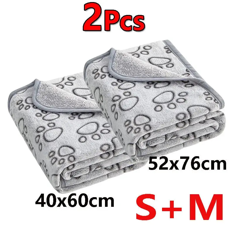 2PCS Soft Fluffy High Quality Pet Blanket Cute Cartoon Pattern Paw Print Dog Pet Mat Warm and Comfortable Blanket for Cat Dogs WLP Company
