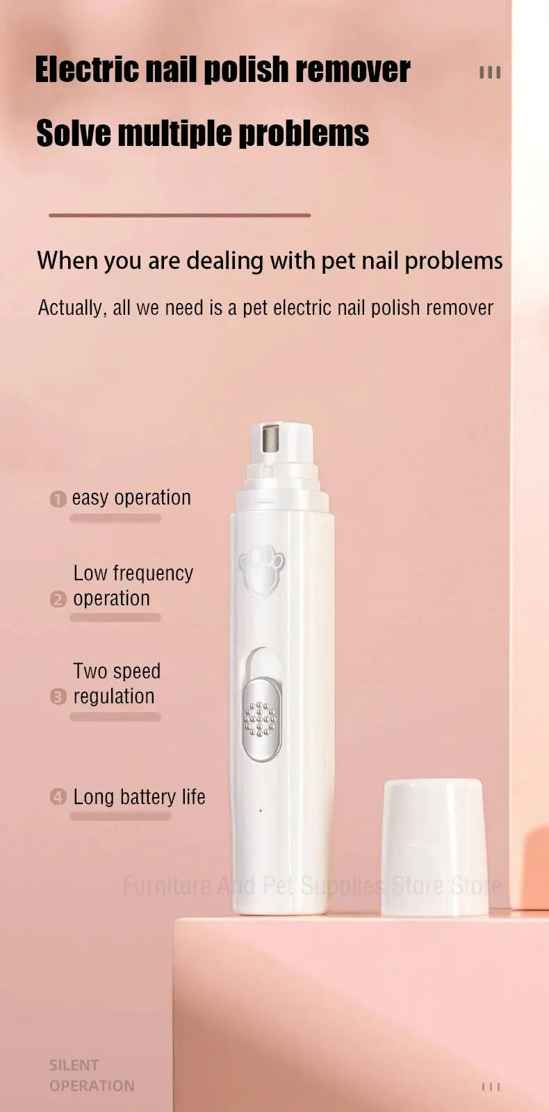 Electric Dog Nail Grinder Pet Nail Clipper USB Rechargeable Pet Nail Trimmers Painless with Polisher Wheel for Small/Large Pets WLP Company