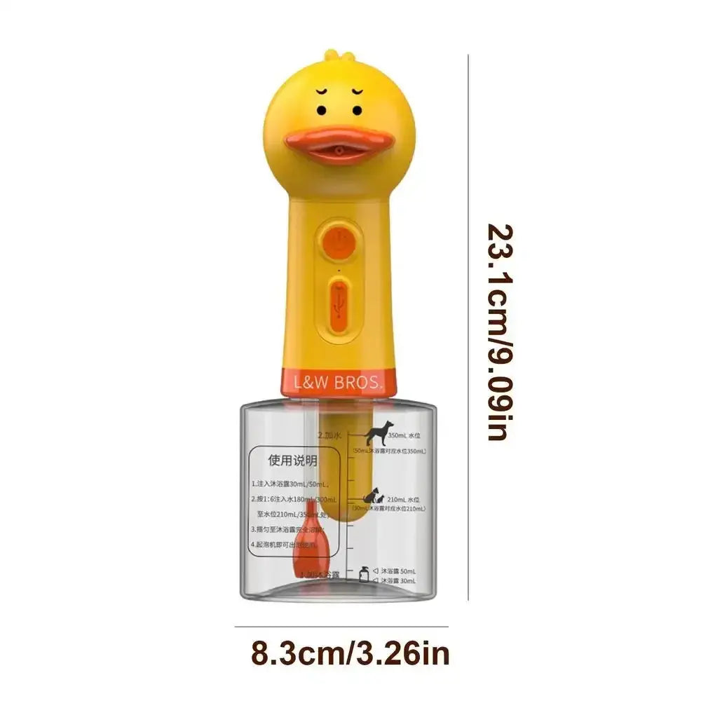 Electric Shampoo Foamer Pet Foaming Soap Dispenser Pets Bathing Bubbler Dog Shampoo Dispenser Shampoo Sprayer Little Yellow Duck WLP Company