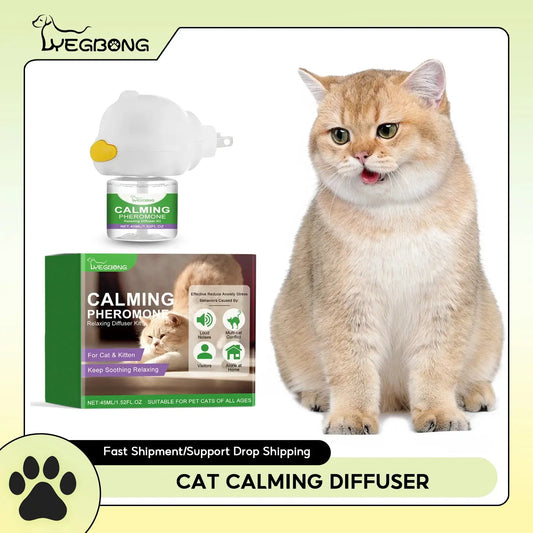 Cat Calming Diffuser Cat Pheromone Plug-In Relaxants Prevent Howling Pet Dogs Anti-Anxiety Reduces Anxiety Cat Calming Liquid WLP Company