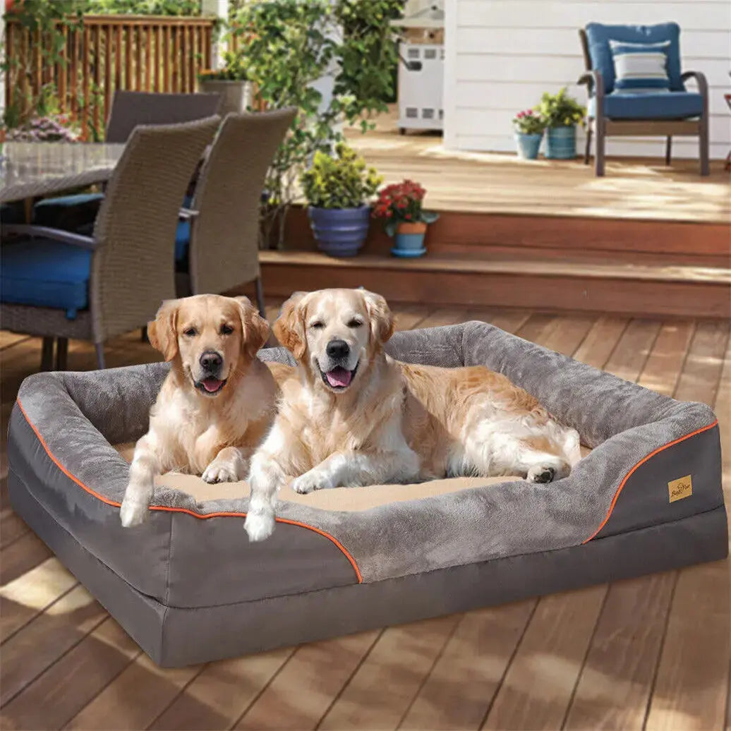 Jumbo Large Orthopedic Dog Bed Memory Foam Quilted Bolstered Pet Sofa Couch Elevated Cushion Warm Waterproof Mattress WLP Company