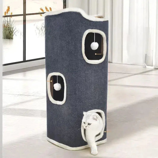 3-tiers Cat Bed Pet House Covered Cave with Soft Mat WLP Company
