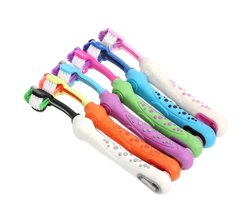 Three Sided Pet Toothbrush Multi-angle Toothbrush Cleaning Dog Cat Brush Bad Breath Pet Dental Care Cat Cleaning Mouth WLP Company