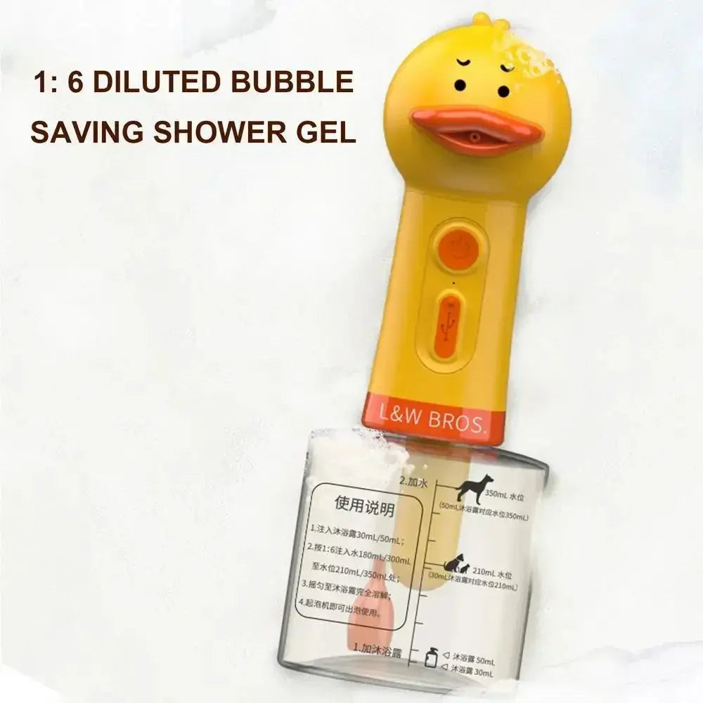 Electric Shampoo Foamer Pet Foaming Soap Dispenser Pets Bathing Bubbler Dog Shampoo Dispenser Shampoo Sprayer Little Yellow Duck WLP Company