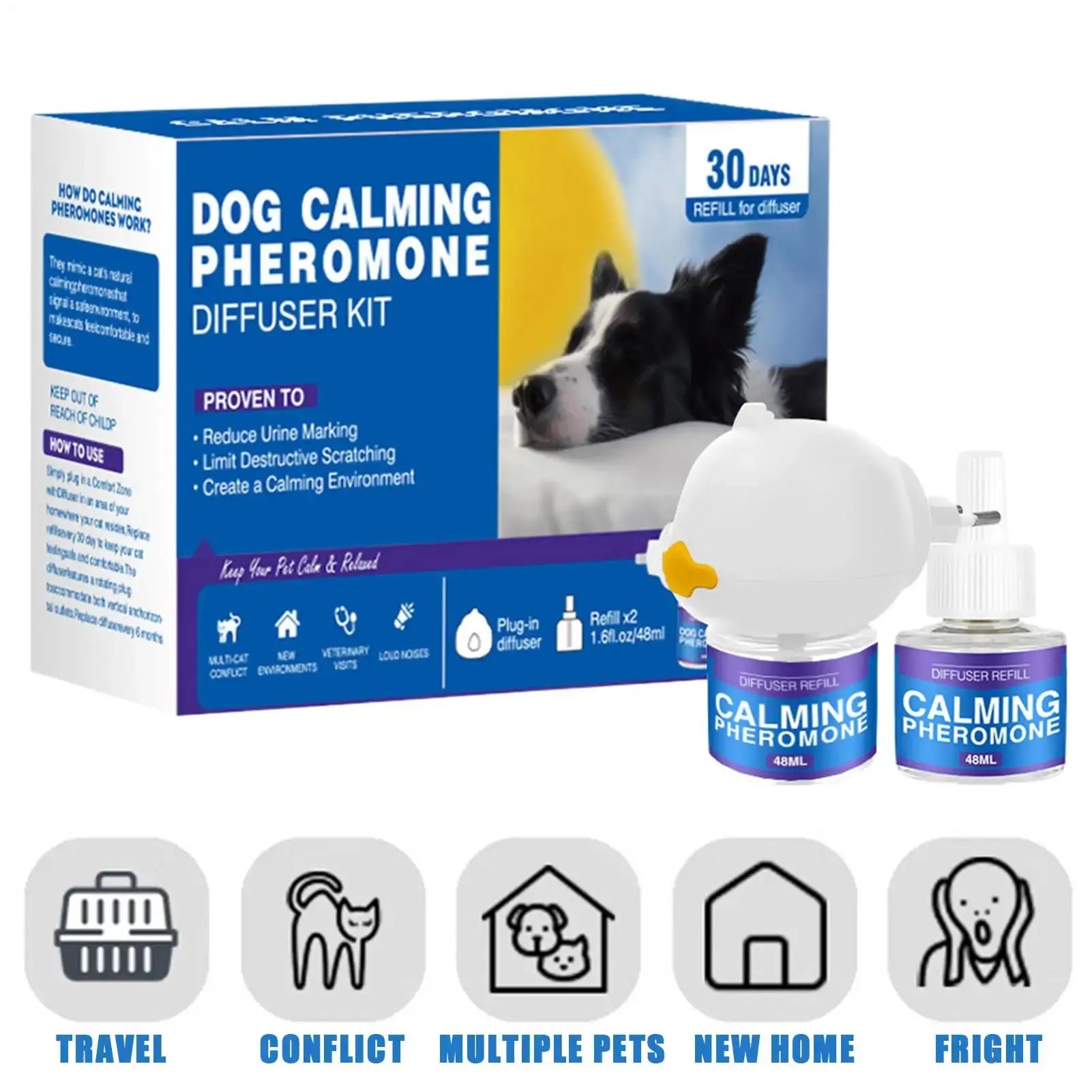 Dog Pheromones Calming Diffuser Appeasing Pheromone Diffuser To Calm Dogs Stop Stress Pet Health Supplies Reduce Aggression WLP Company