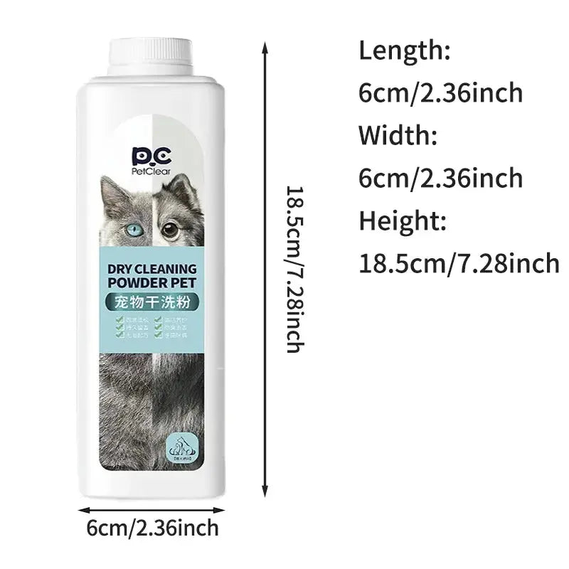 PETCLEAR 360g Pet Dry Shampoo Cleaning Powder Dog Cat Waterless Bath Powder Dog Odor Deodorizer Plant-Based Pet Cleaning Powder WLP Company