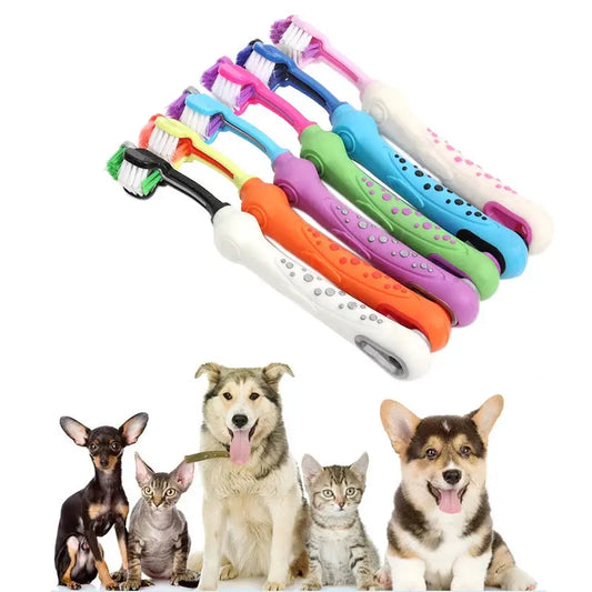 Three Sided Pet Toothbrush Multi-angle Toothbrush Cleaning Dog Cat Brush Bad Breath Pet Dental Care Cat Cleaning Mouth WLP Company