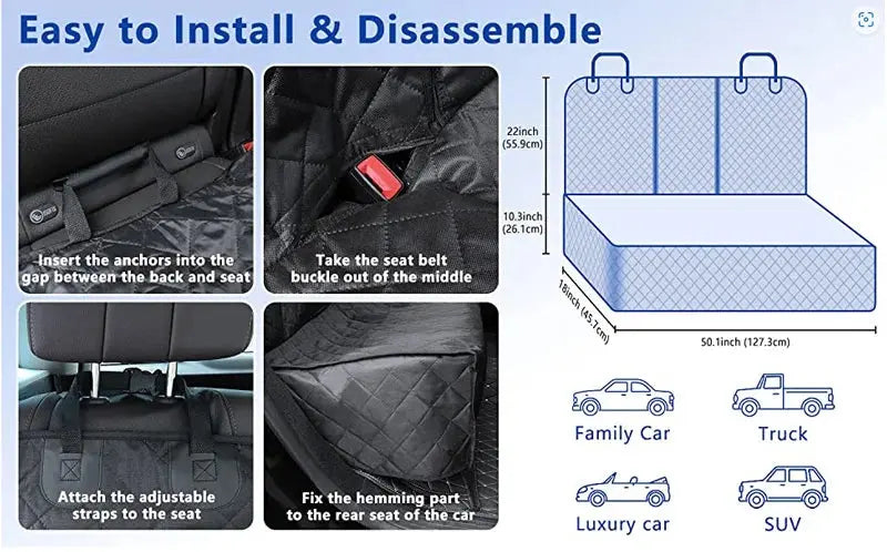 Dog Travel Mat Hammock Car Seat Cover WLP Company