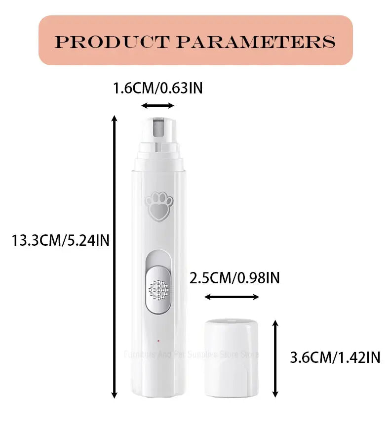 Electric Dog Nail Grinder Pet Nail Clipper USB Rechargeable Pet Nail Trimmers Painless with Polisher Wheel for Small/Large Pets WLP Company