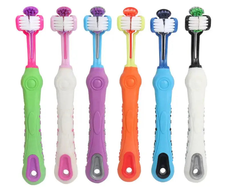 Three Sided Pet Toothbrush Multi-angle Toothbrush Cleaning Dog Cat Brush Bad Breath Pet Dental Care Cat Cleaning Mouth WLP Company