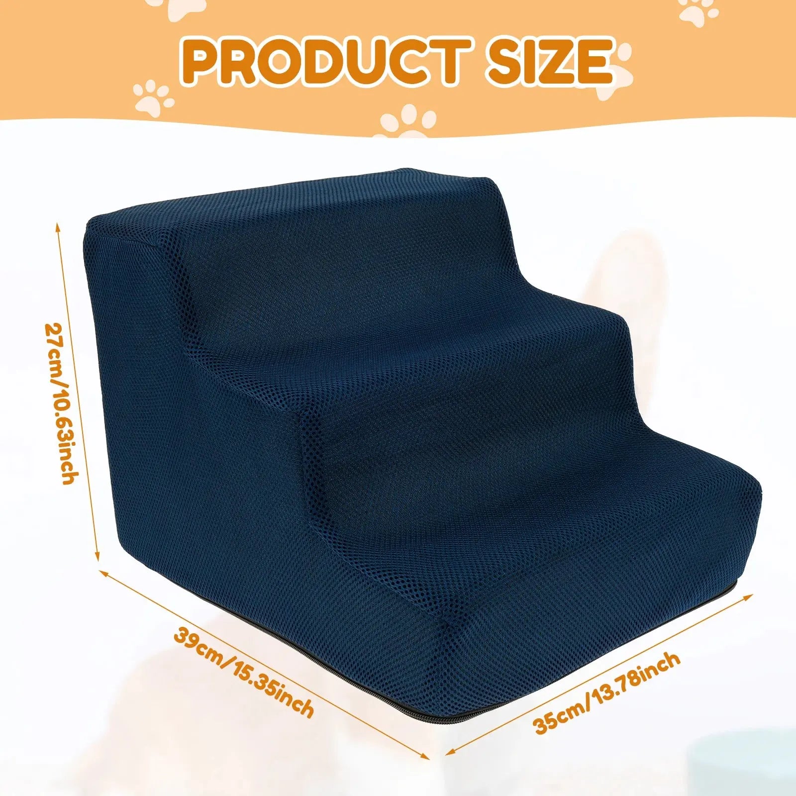 3 Step Dog Stair with Removable Washable Cloth Cover 10.63inch High Cat Stair Stable Pet Safety Ramp Pet Supplies Accessories WLP Company