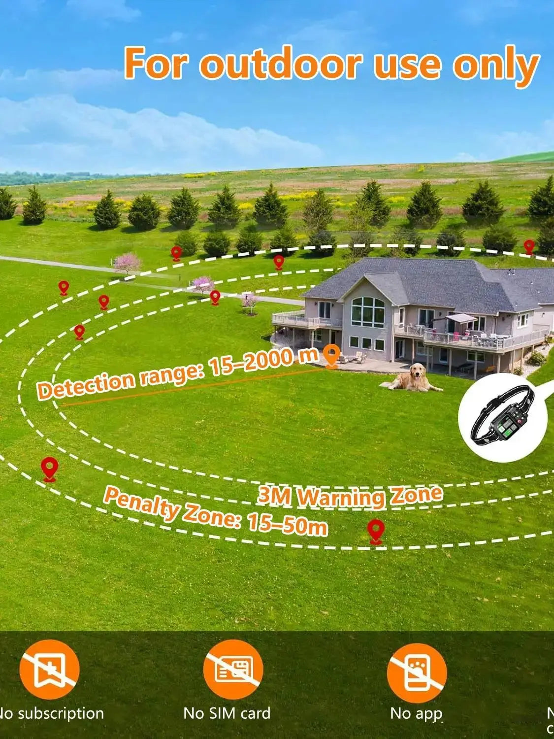 GPS Dog Fencing Wireless Dog Fencing System - Electric dog fencing with GPS Electric Satellite Technology, Pet Fencing System Range 15 ~ 200 WLP Company