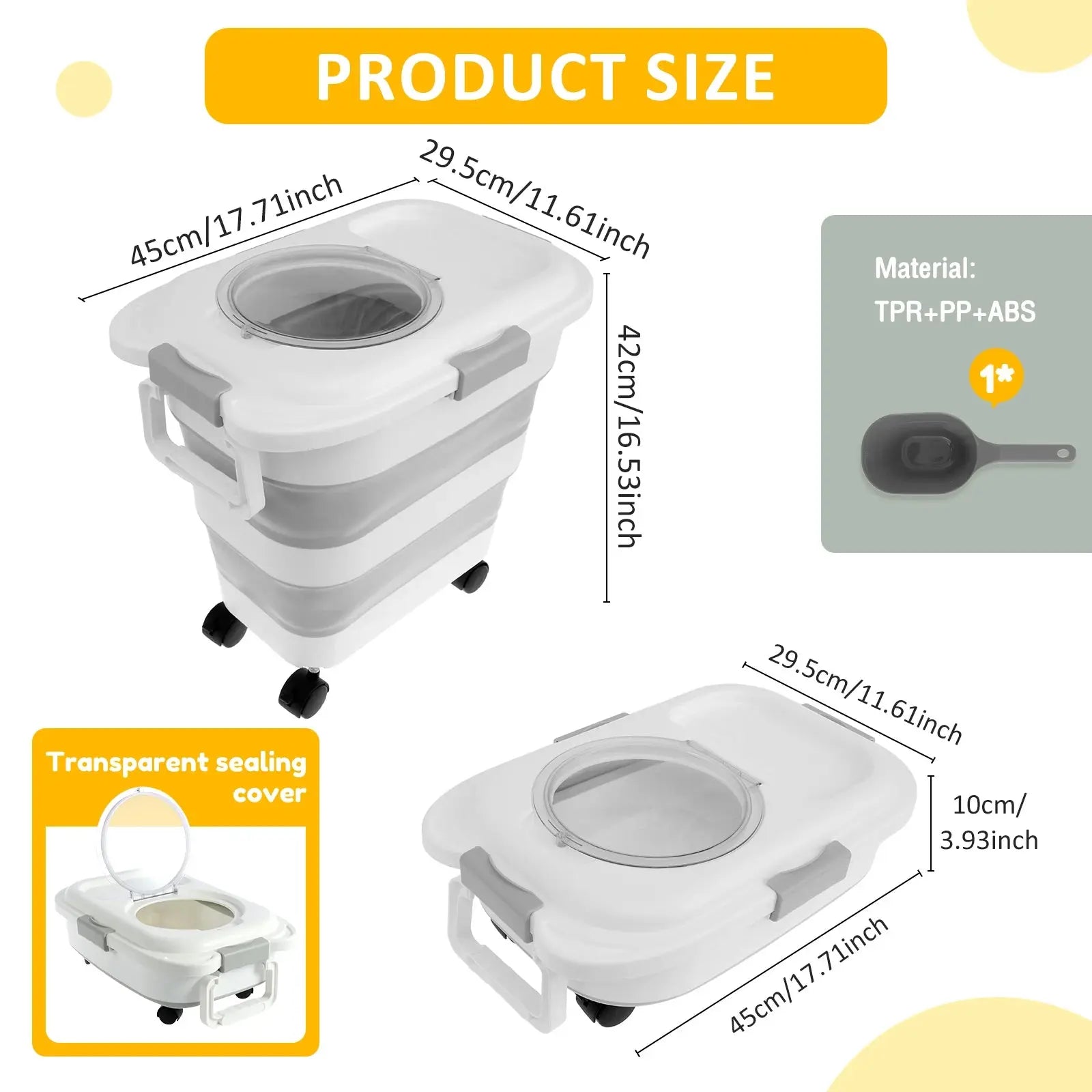 15/45KG Collapsible Pet Food Storage Barrel WLP Company