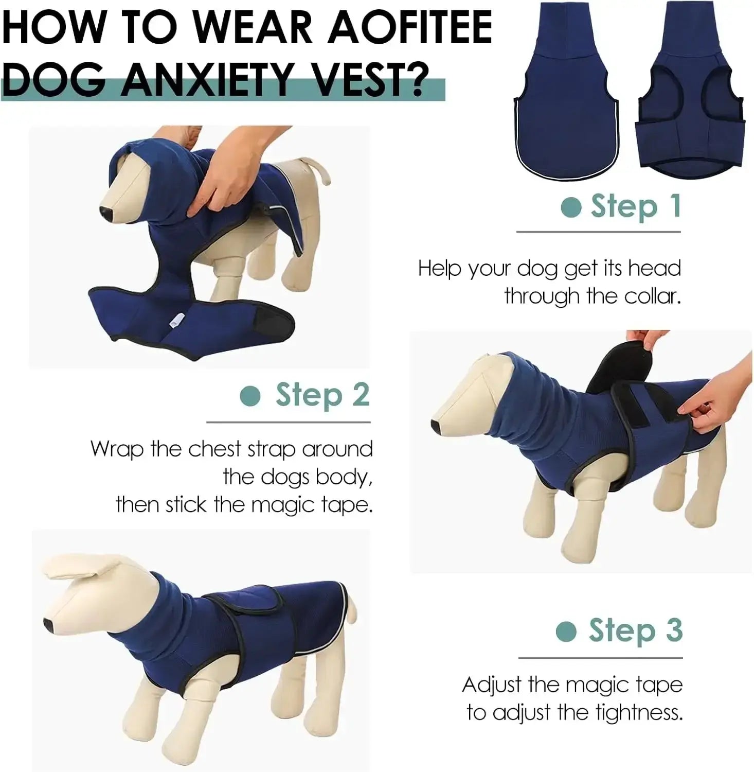 Dog anxiety vest /Calming Vest with Hoodie for noise WLP Company