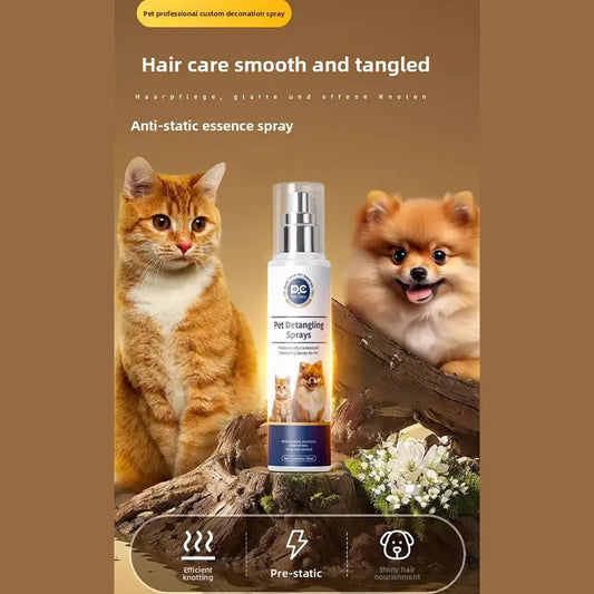 PETCLEAR Dog Cat Hair Detangling Spray 80ml Pet Detangler Spray for Matted Hair Cat Hair Regrowth Spray Dog Comforting Soothing WLP Company