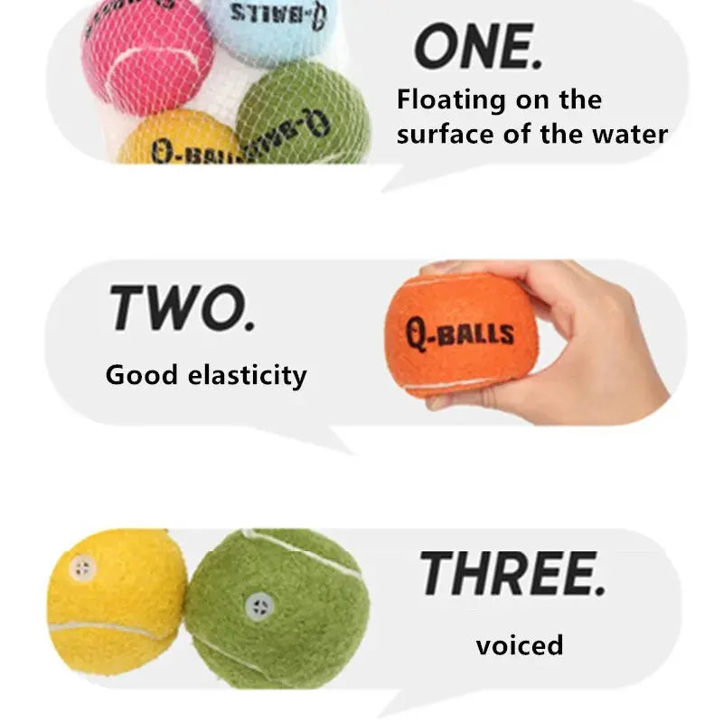 4Pcs/Set Dog Toy Q-MONSTER Thick Walled Natural Rubber Squeak Chew Balls for Dogs Tennis Interactive Bouncy Balls for Training WLP Company