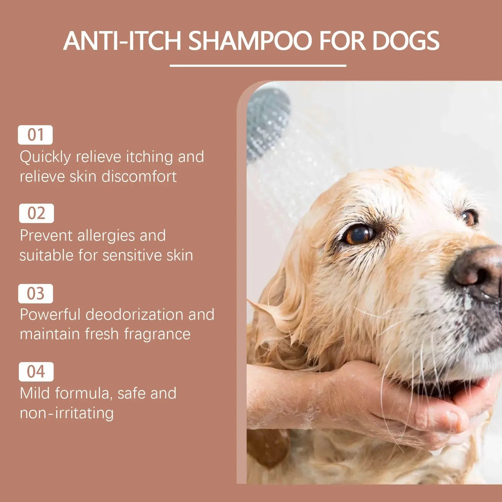 Dog Shampoo Conditioner Moisturizing for Sensitive Skin PH Balanced Anti Itching Flea Killer Dirt Mite Removal Pet Cleaning Foam WLP Company