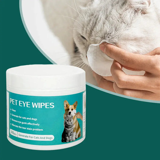 100pcs Pet Wipes for Cats Dogs Tearmark Wet Wipes Cats and Dogs Universal No Irritation Eye Cleaning Wipes Pet Supplies WLP Company