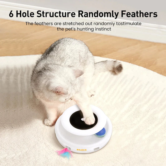 ROJECO 2 in 1 Smart Cat Toys Automatic Feather Fun Ball Toy Set