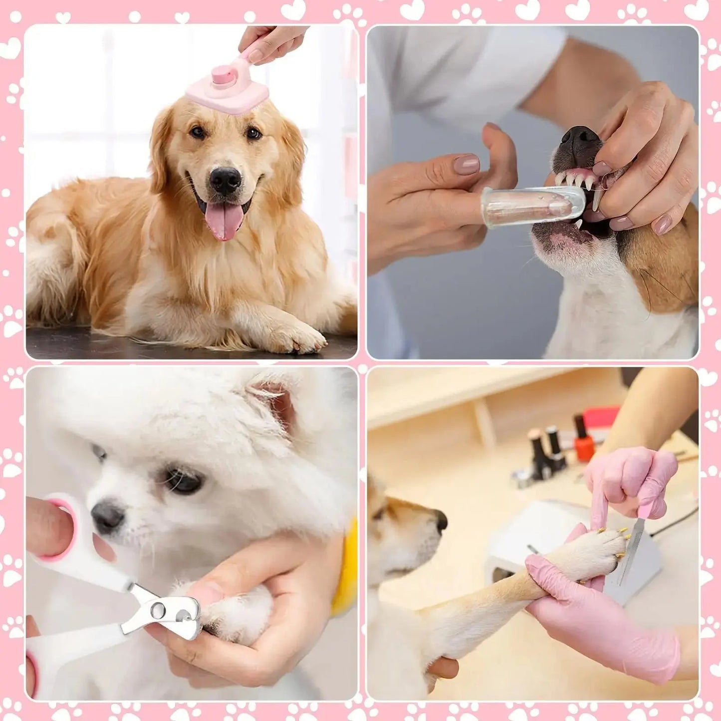 dog grooming set 8-piece dog brush grooming set, pet self-cleaning set, with pet nail clippers and files, flea comb, pet shampoo bath brush, pet WLP Company