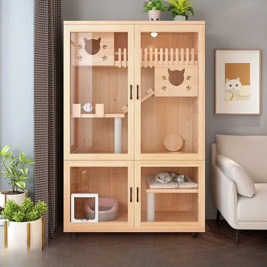 Luxury Wooden Cat House and Bed - Perfect for Your Feline Friend