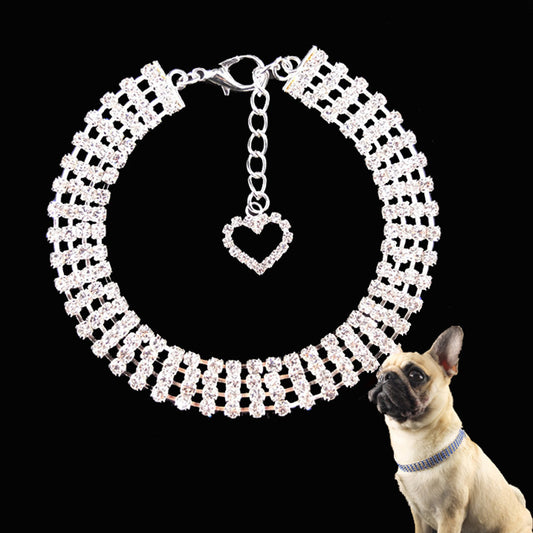Rhinestone Pet's Collar with Necklace - Stylish & Durable