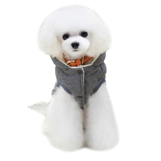 Cute Comfortable Winter Hooded Dog's Vest - 100% Cotton Round Neck