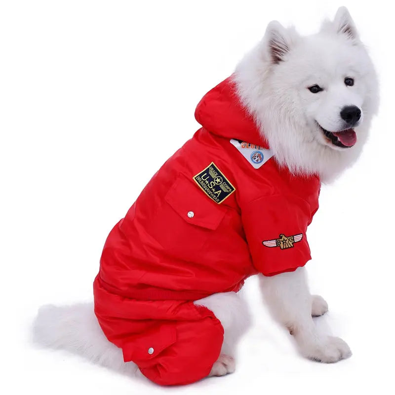 warm winter dog jumpsuit Winter Large Dog Jumpsuit with Pockets - Ultimate Cold Weather Protection WLP Company
