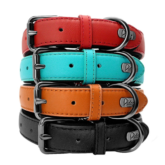Padded Adjustable Genuine Leather Dog Collar - Superior Comfort & Style