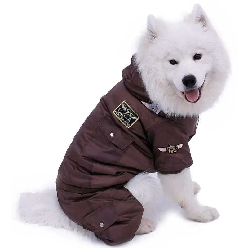 warm winter dog jumpsuit Winter Large Dog Jumpsuit with Pockets - Ultimate Cold Weather Protection WLP Company