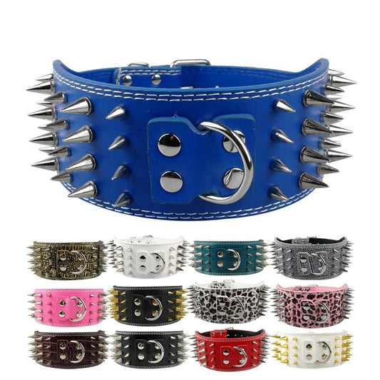 Spiked Wide Leather Collar