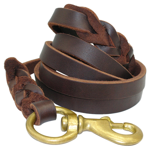 Braided Real Leather K9 Dog's Leash - Military Grade Premium Quality